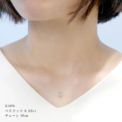 ダンシングストーンネックレス ペリドット0.02ct 8月誕生石 ツユ型 K10WG製 AD-0170PR-W10 着用イメージ