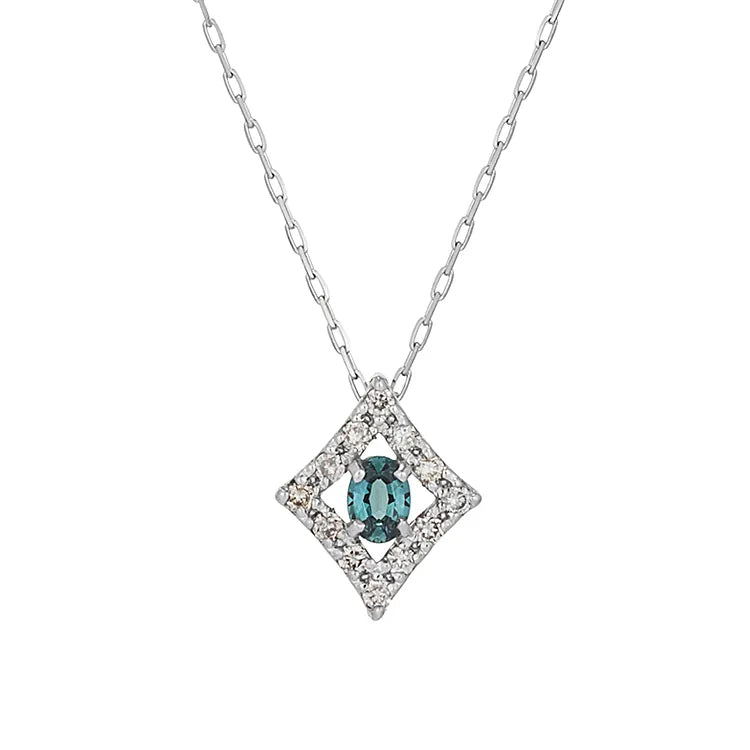 ひし形デザインにキラリと輝くダイヤモンド0.02ct ネックレス K10YG ひし形デザインにキラリと輝くダイヤモンド0.02ct ネックレス K10YG