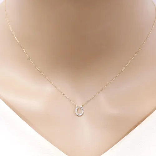 ネックレス ダイヤモンド0.1ct 馬蹄 K18YG製 FJP-8690-YG