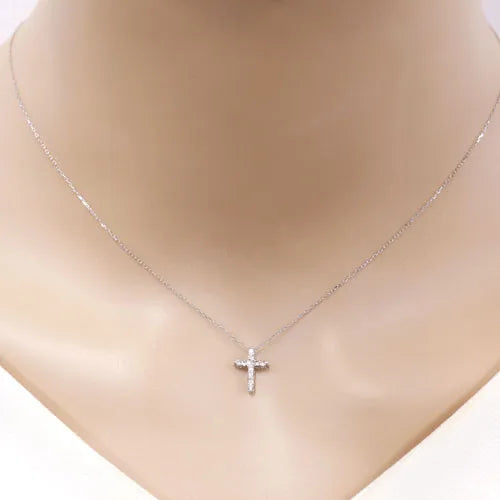 ネックレス ダイヤモンド0.1ct クロス Pt900製 FJP-8692-Pt