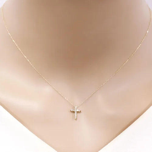 ネックレス ダイヤモンド0.1ct クロス K18YG製 FJP-8692-YG