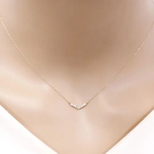 ネックレス ダイヤモンド0.1ct Vライン K18YG製 FJP-8694-YG
