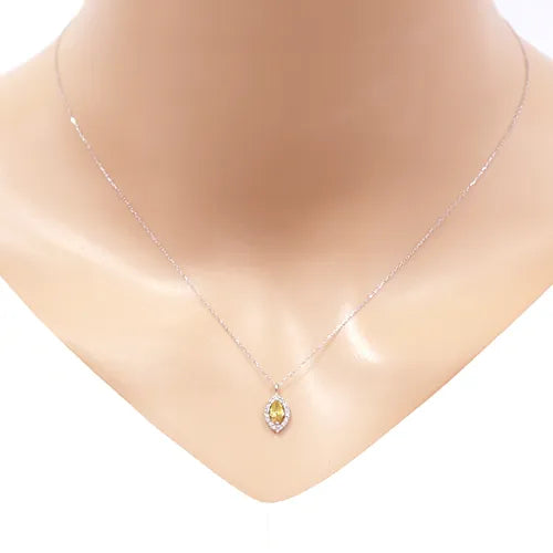 ネックレス イエローサファイア0.25カラット/ダイヤモンド0.1カラット マーキス 取り巻き Pt900製 FJP-8807-PtA