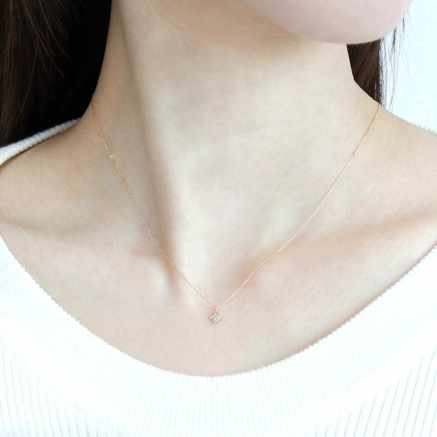 ネックレス ダイヤモンド0.05ct ランバス K18YG製 FJP-8828-YG