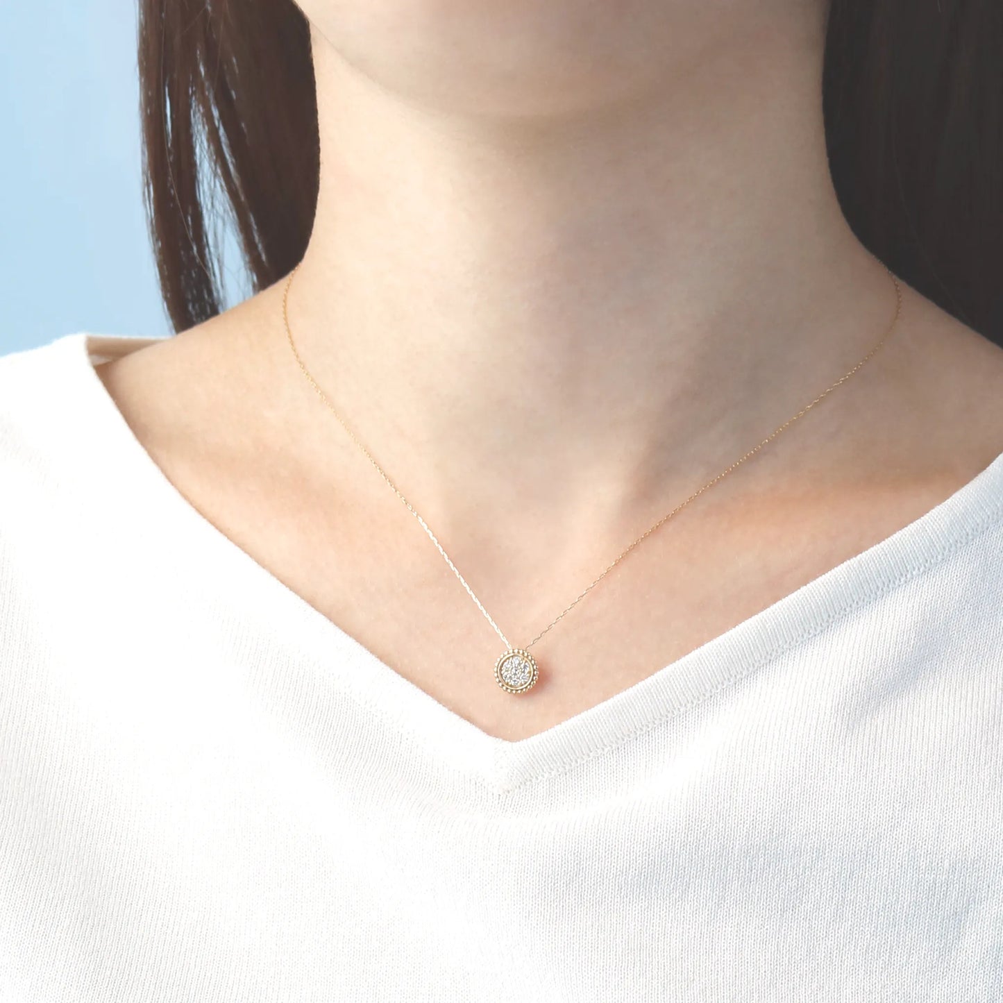 ネックレス ダイヤモンド0.13ct サークル FJP-8852-YG 着用イメージ