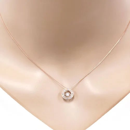 ダンシングストーンネックレス ダイヤモンド0.2ct/0.07ct サークル K18PG製 FTW-2300-PG