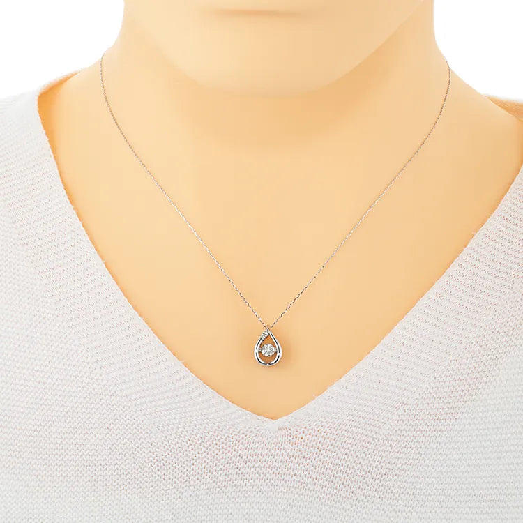 ダンシングストーンネックレス ダイヤモンド0.2ct/0.01ct しずく型 Pt900製 FTW-3317-Pt
