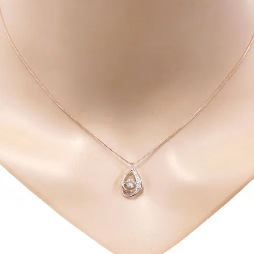 ダンシングストーンネックレス ダイヤモンド0.2ct/0.01ct しずく K18PG製 HK-0001-PG