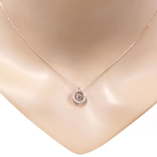 ダンシングストーンネックレス ダイヤモンド0.2ct/0.19ct 取り巻き K18PG製 SSD-0004-PG