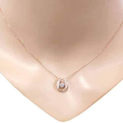 ダンシングストーンネックレス ダイヤモンド0.2ct/0.07ct 馬蹄 K18PG製 SSD-0063-PG