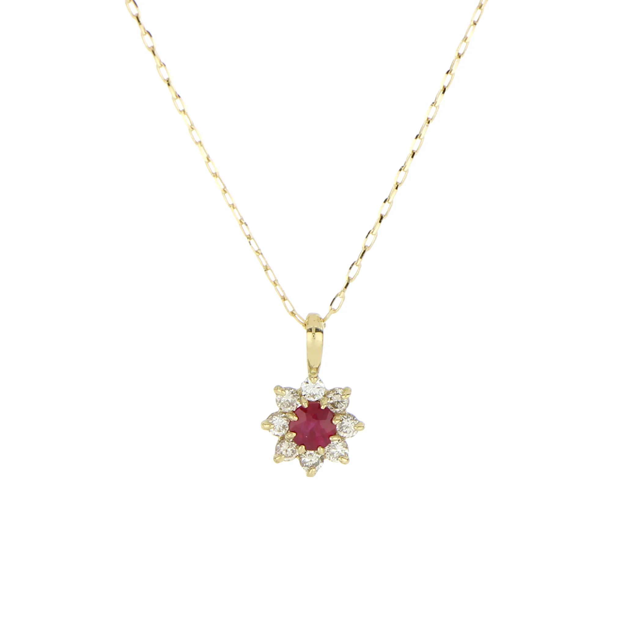 ネックレス　ルビー0.09ct　ダイヤモンド0.09ct　スターシリーズ　K18YG製　ＳＴ９－０１－ＹＧ＊Ｃ