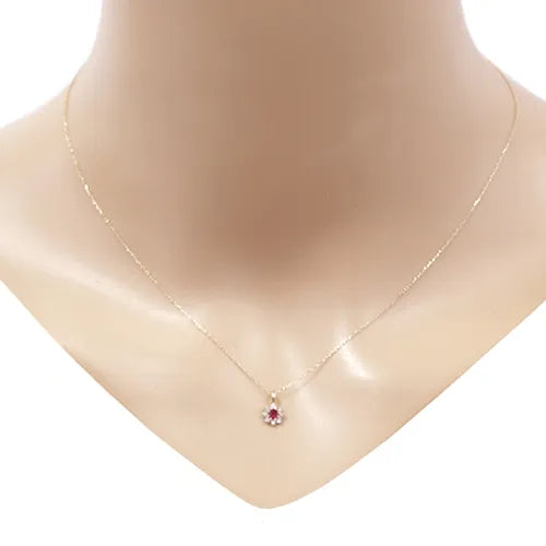 ネックレス ルビー0.09ct ダイヤモンド0.09ct スターシリーズ K18YG製 ST9-01-YG*C 着用イメージ