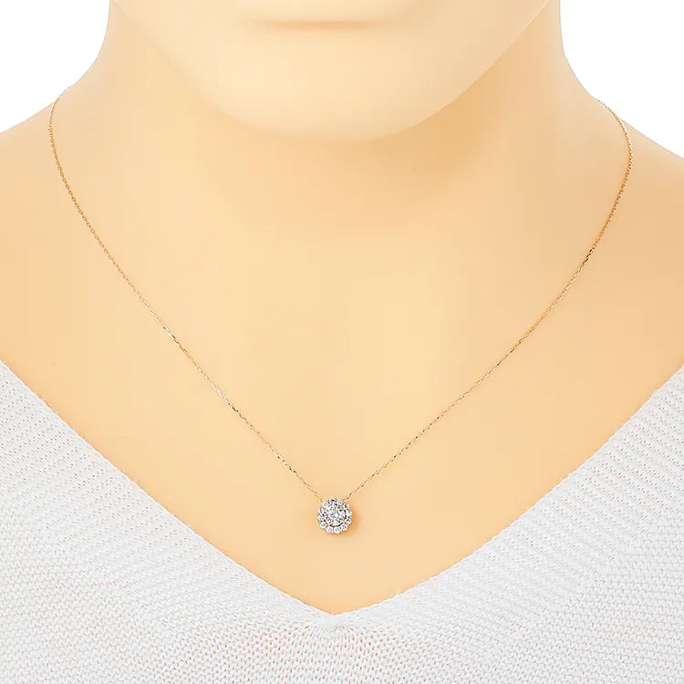 ネックレス ダイヤモンドtotal0.4ct 取り巻き K18PG製 FJP-8688-PG