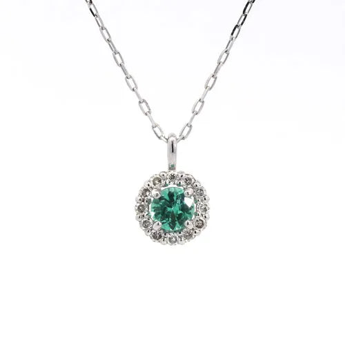 ネックレス エメラルド0.08ct/ダイヤモンド0.06ct 取り巻き ネックレス エメラルド0.08ct/ダイヤモンド0.06ct 取り巻き