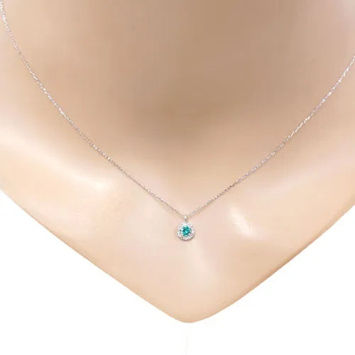 ネックレス エメラルド0.08ct/ダイヤモンド0.06ct 取り巻き Pt950製 FJP-8723EPt 着用イメージ