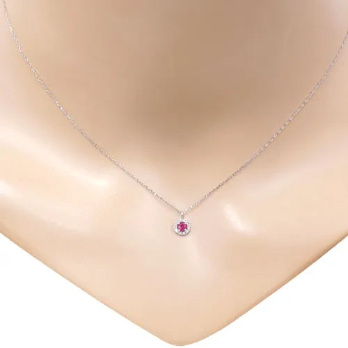 ネックレス ルビー0.1ct/ダイヤモンド0.06ct 取り巻き Pt950製 FJP-8723RPt 着用イメージ