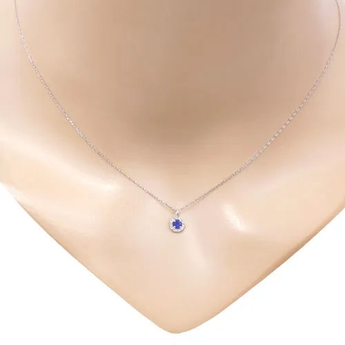ネックレス サファイア0.1ct/ダイヤモンド0.06ct 取り巻き Pt950製 FJP-8723SPt 着用イメージ