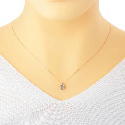 パーフェクトダイヤモンド0.03ct ダンシングストーンネックレス しずく型 K18PG製 FTW-4356-PGA 着用イメージ