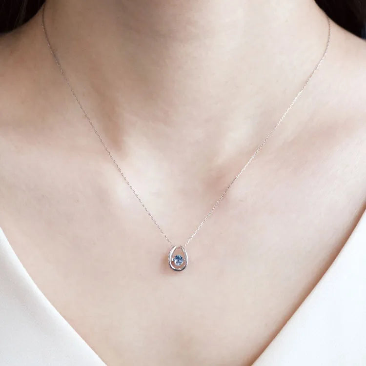 ダンシングストーンネックレス サンタマリア・アクアマリン0.15ct 馬蹄型 Pt900製 HP-0919-Pt