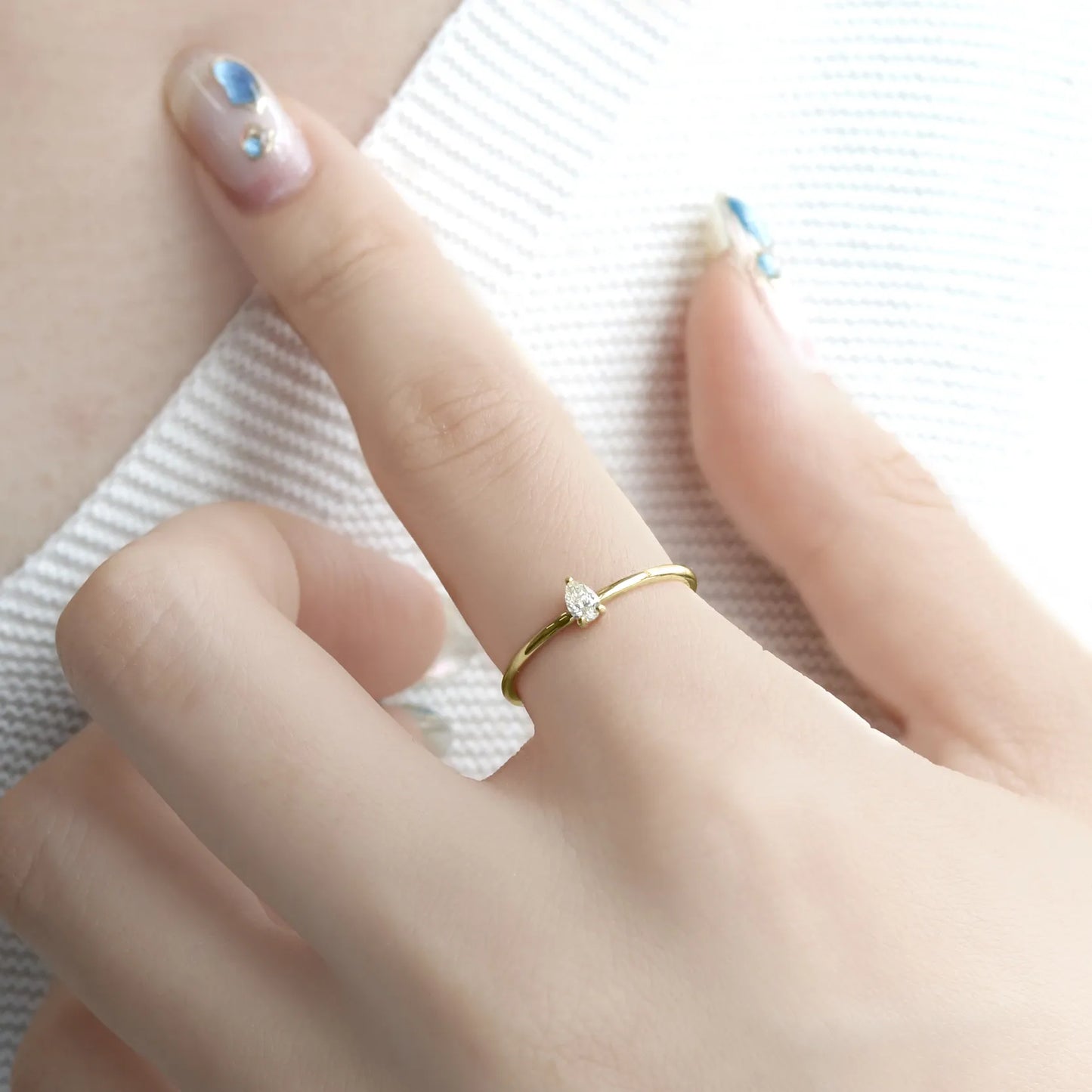 Ring FJR-1180-YG Natural Diamond Pair Shape