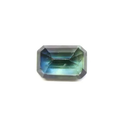 【1点のみ！】ファンシーカラーサファイア（ブルーグリーン系グラデーション）　ルース販売　エメラルドカット0.76ct　1粒