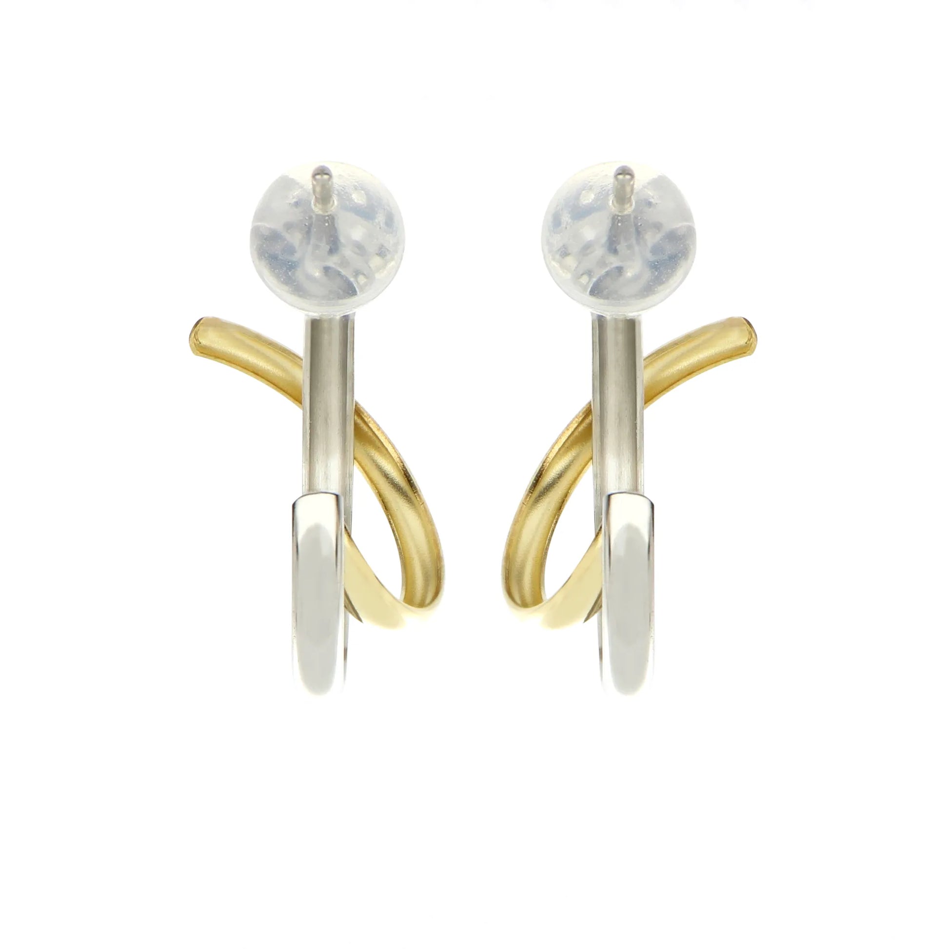 crossfor公式】ハーフフープピアス Duo Wave Branch 18金×プラチナ900 crossfor公式】ハーフフープピアス Duo Wave Branch 18金×プラチナ900