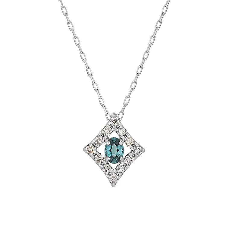 ネックレス　アレキサンドライト0.09ct/ダイヤモンド0.06ct　ひし形　ＦＪＰ－８０１０－ＰｔＩ　正面