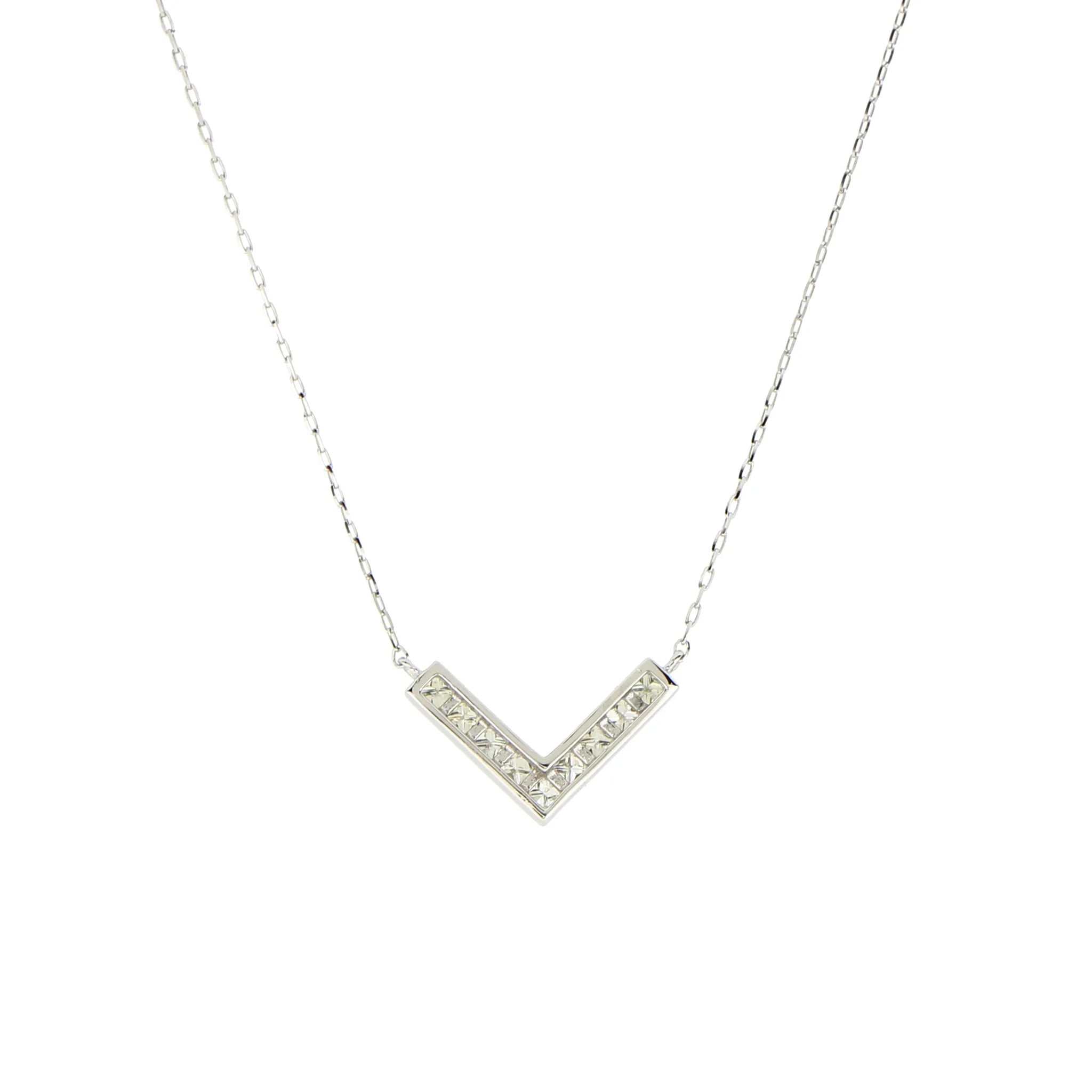 ネックレス　プリンセスカットダイヤモンド0.25ct　Vライン　Pt900製　ＦＪＰ－８８７０－Ｐｔ＊Ａ