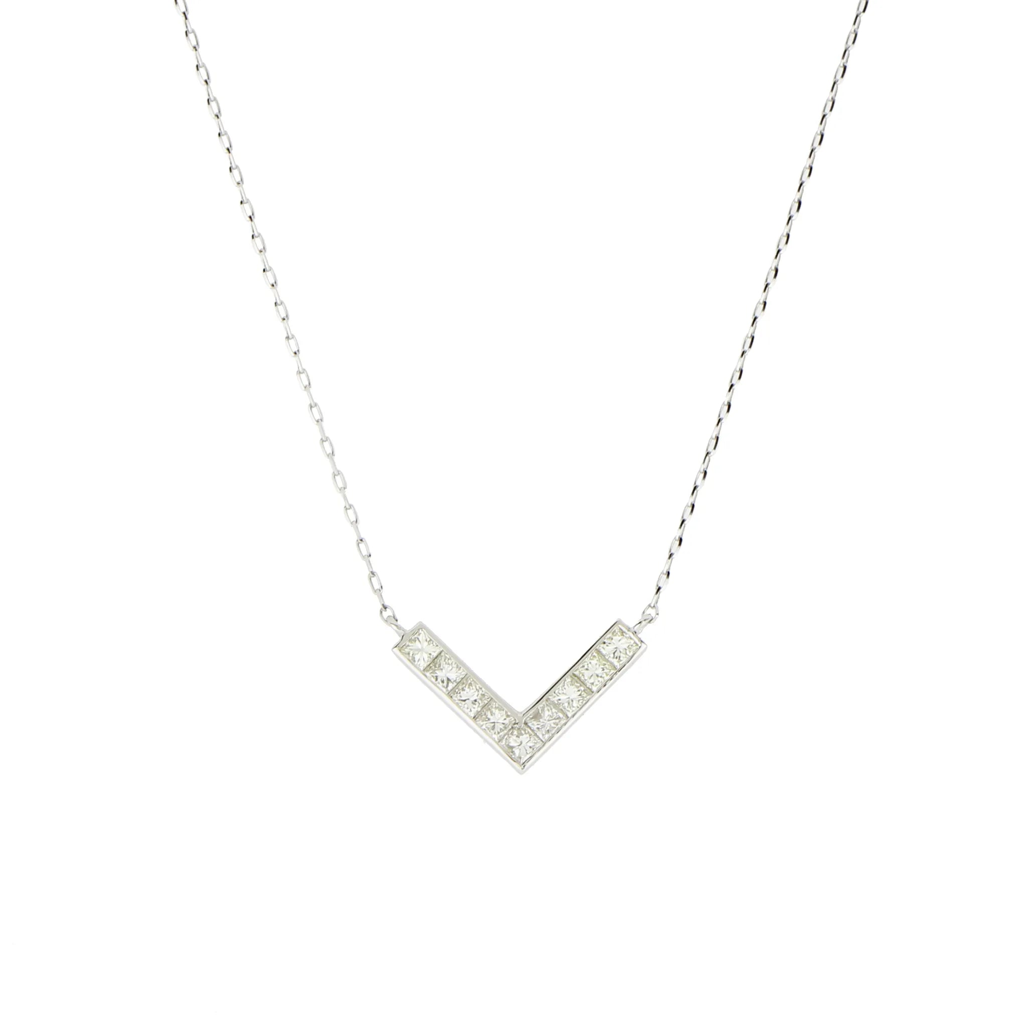 ネックレス　プリンセスカットダイヤモンド0.25ct　Vライン　Pt900製　ＦＪＰ－８８７０－Ｐｔ＊Ａ