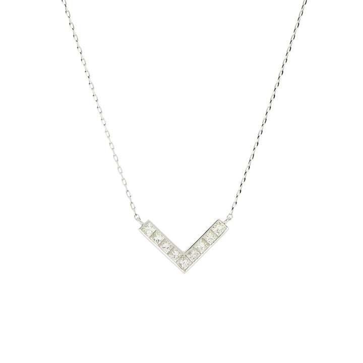 ネックレス　プリンセスカットダイヤモンド0.25ct　Vライン　Pt900製　ＦＪＰ－８８７０－Ｐｔ＊Ａ　正面