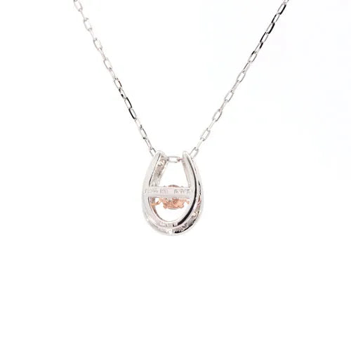【カード鑑別書付き】ダンシングストーンネックレス　Ｈ＆Ｃピンクダイヤモンド0.03ct　馬蹄　Pt900製　ＦＴＷ－４３６５－ＰｔＥ　背面