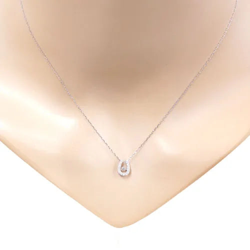 【カード鑑別書付き】ダンシングストーンネックレス　Ｈ＆Ｃピンクダイヤモンド0.03ct　馬蹄　Pt900製　ＦＴＷ－４３６５－ＰｔＥ　着用イメージ