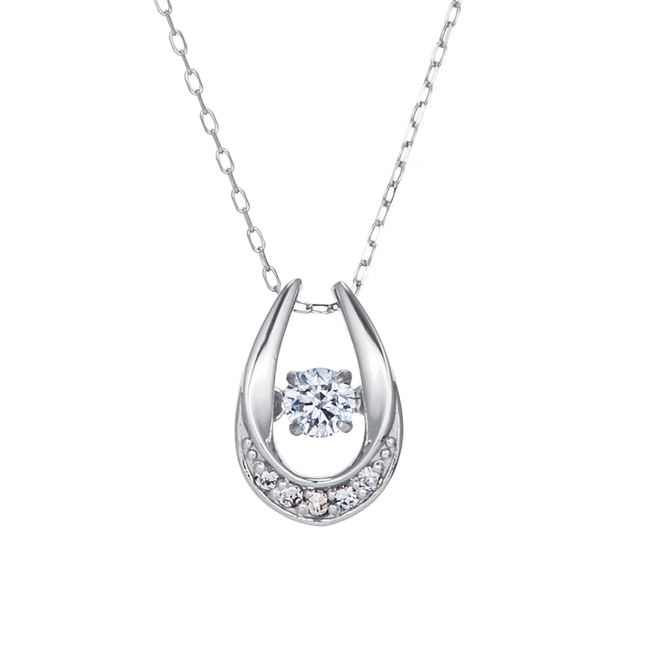 【カード鑑別書付き】ダンシングストーンネックレス　Ｄカラーダイヤモンド0.09ct　馬蹄　Ｐｔ９００製　ＳＳＤ－０３４０－Ｐｔ９５　正面