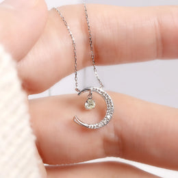 シングルダンシングストーンネックレス　ダイヤモンド0.1ct　三日月　K10WG製　ＳＫＰ－０００６－Ｗ１０　イメージ