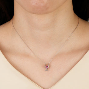 ネックレス　ワイングラス　赤　FTW-4532-SV*1