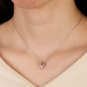 ネックレス　ワイングラス　赤　FTW-4532-SV*1