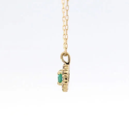 ネックレス　エメラルド0.08ct/ダイヤモンド0.06ct　取り巻き　K18YG製　ＦＪＰ－８７２３ＥＹＧ