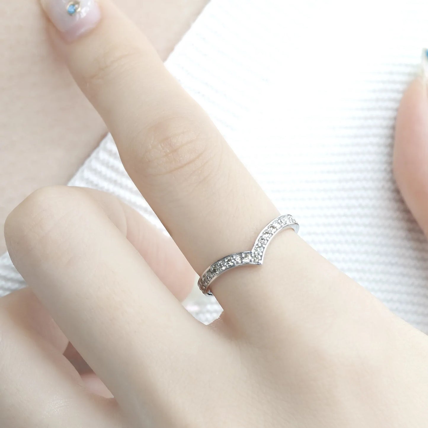 Half eternity ring natural diamond 0.3ct V line FJR-1060-PT950
